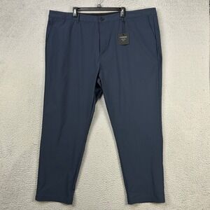 01.Algo Men Chino Golf Pants 42 Navy Blue Performance Tech Flat Front Pocket NEW